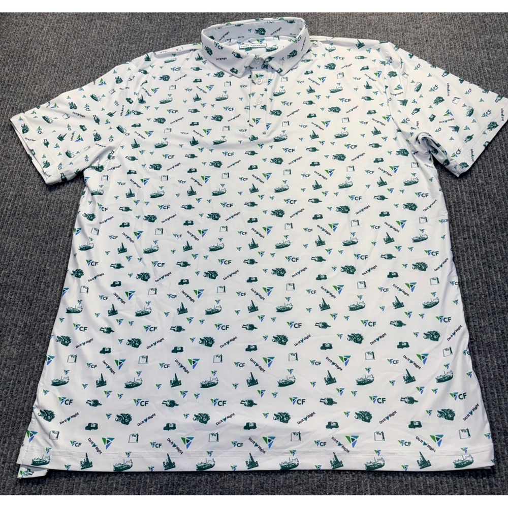 Fore Fathers Mens CF Do It Right Golf Polo Shirt White Green Large